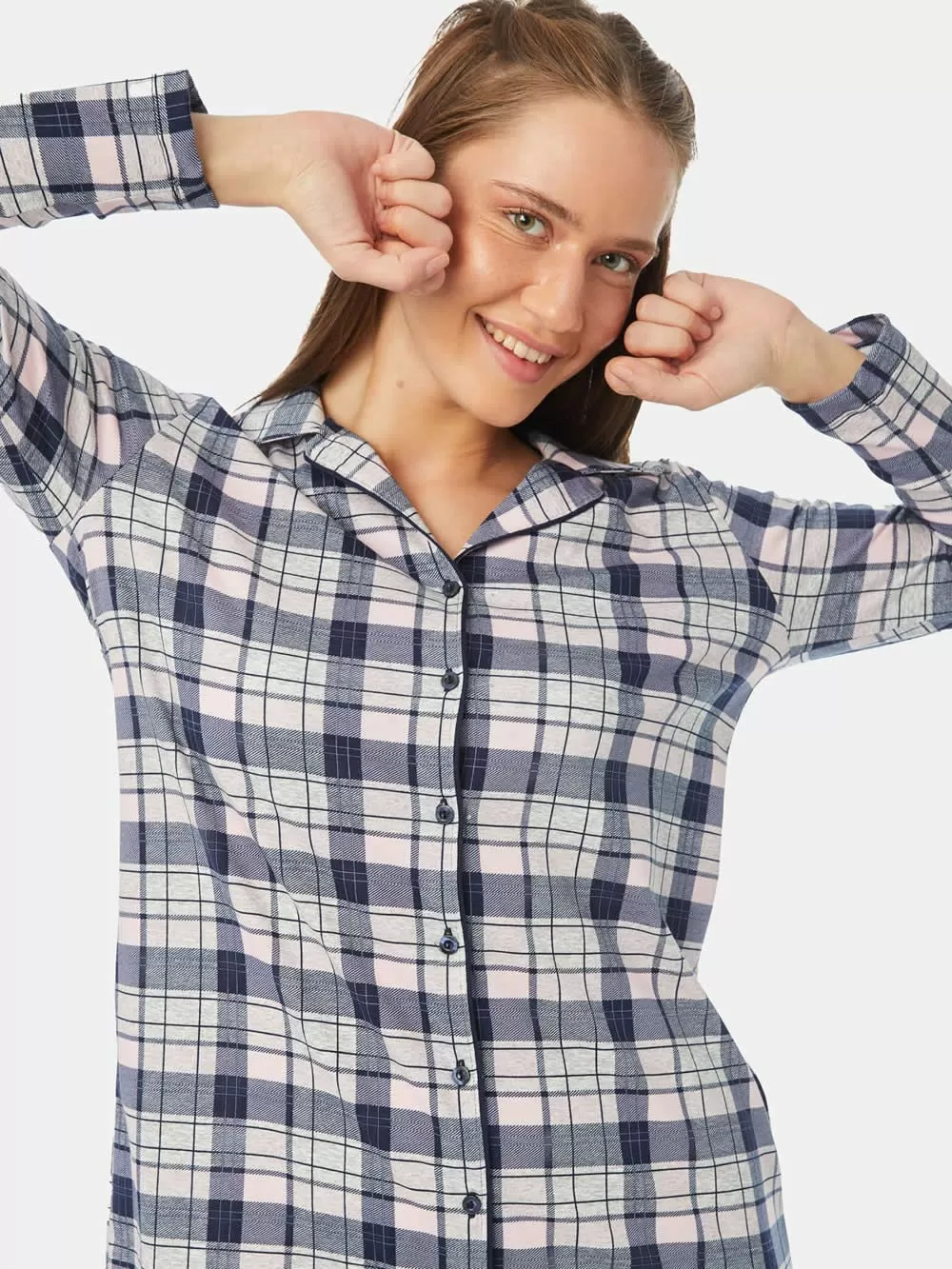 Γυναικείο Πουκαμίσα Νυχτικό MINERVA Relax - 100% Βαμβακερό 