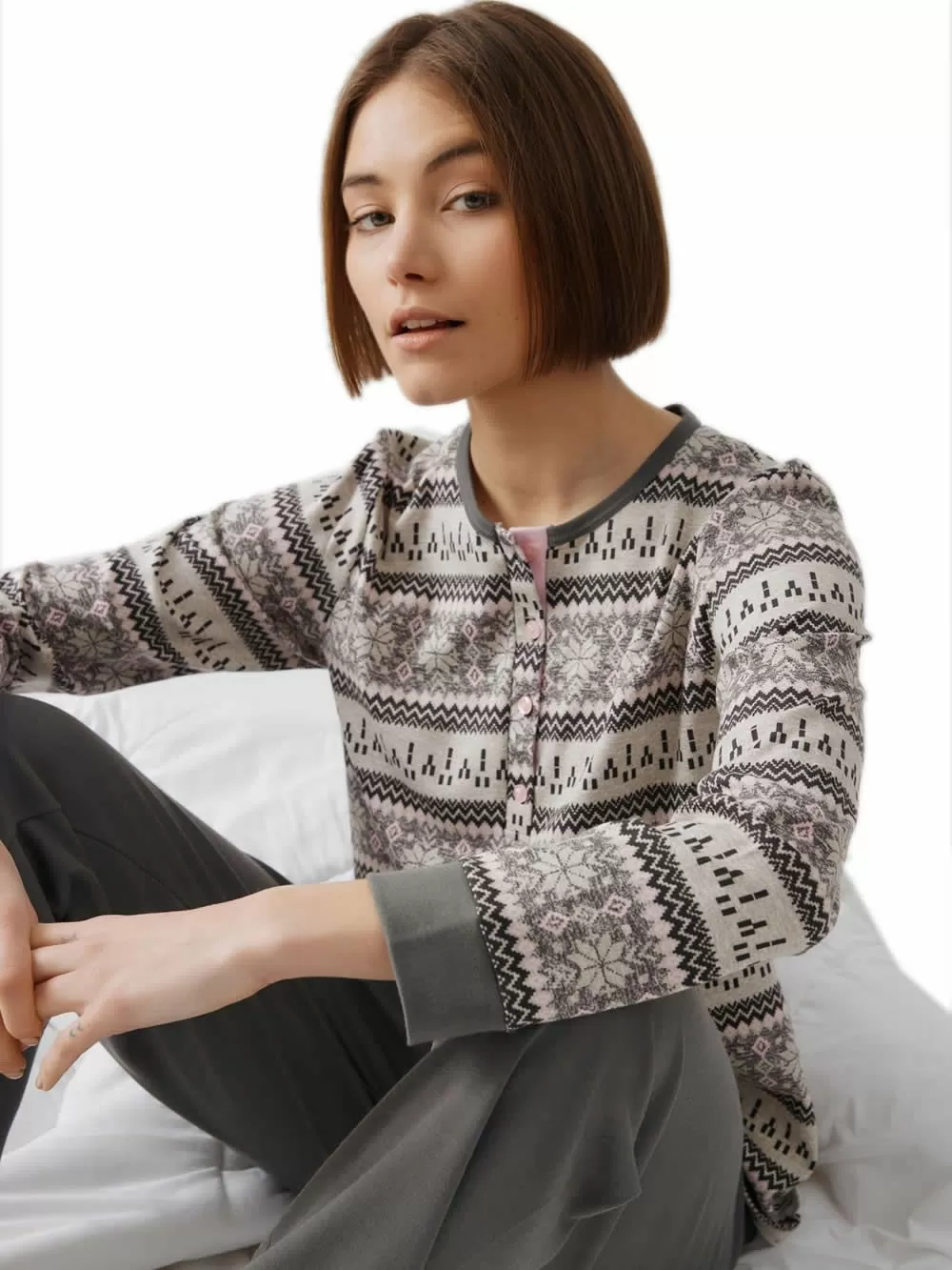 Γυναικεία Πυτζάμα MINERVA Nordic - 100% Βαμβάκι - Νέα Μαμά