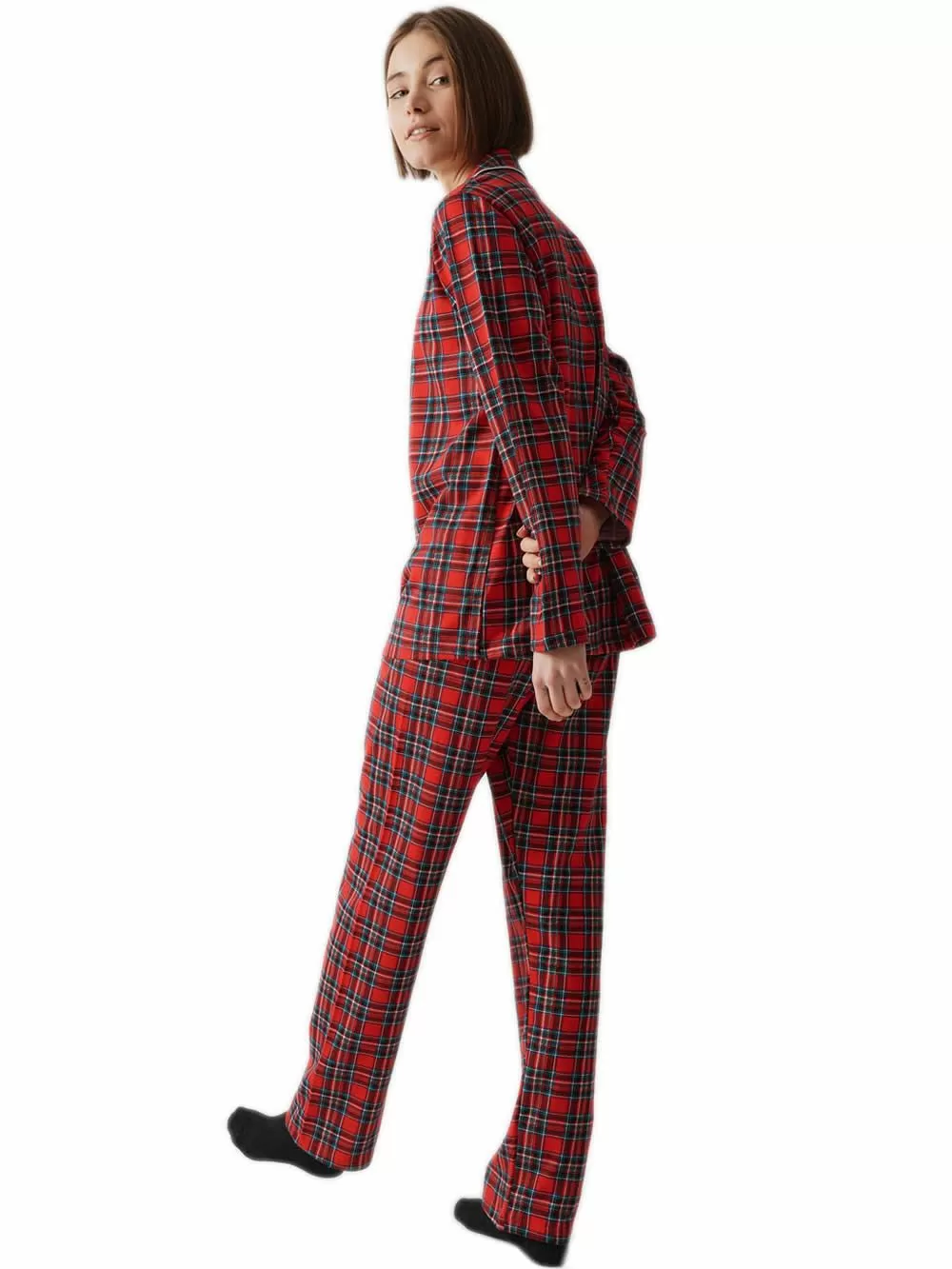 Γυναικεία Πυτζάμα MINERVA Sweat Plaid - Κουμπωτή Καρό - 100% Βαμβάκι Interlock