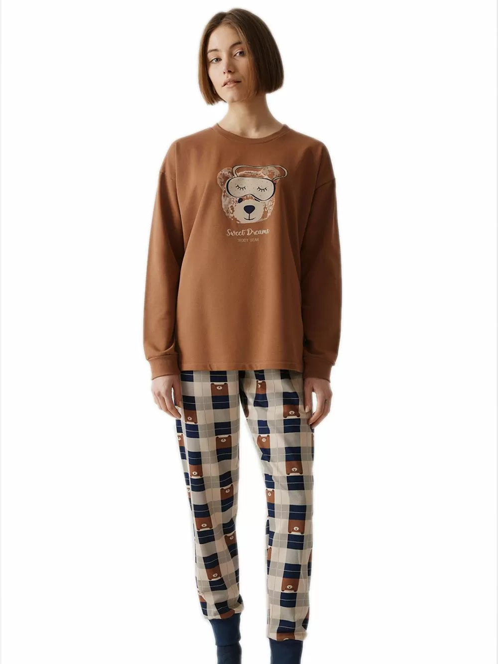 Γυναικεία Πυτζάμα MINERVA Printed Sweat - 100% Βαμβάκι Interlock