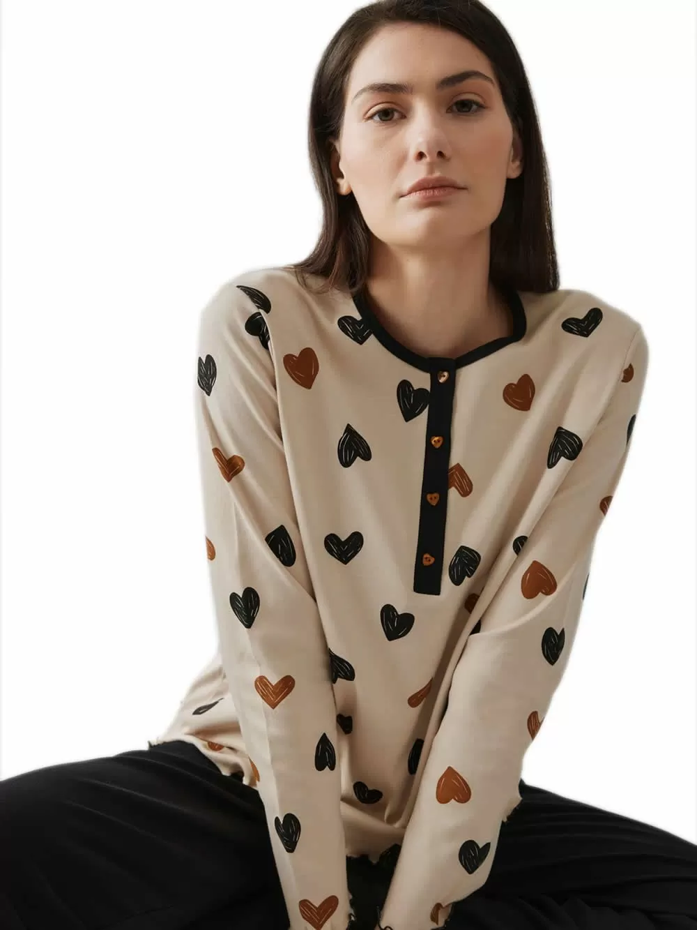 Γυναικεία Πυτζάμα MINERVA Coffee Queen - 100% Βαμβάκι Interlock