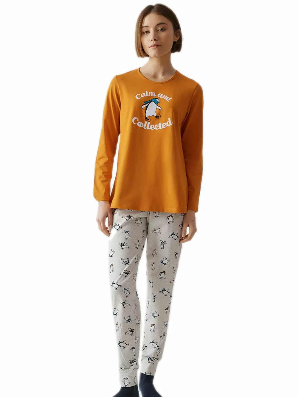 Γυναικεία Πυτζάμα MINERVA Penguin - 100% Βαμβάκι Interlock