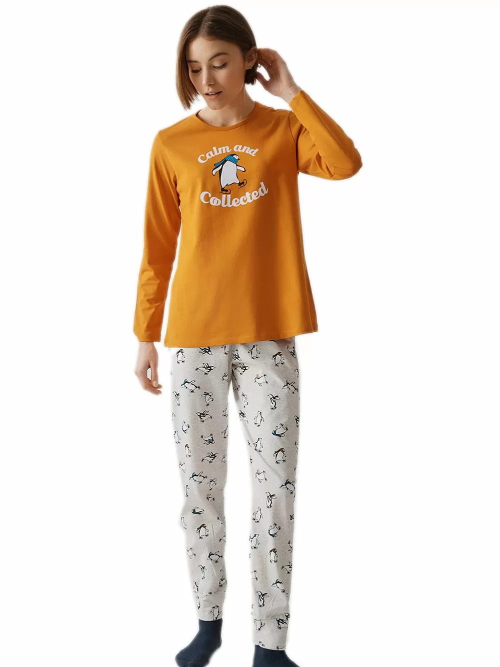 Γυναικεία Πυτζάμα MINERVA Penguin - 100% Βαμβάκι Interlock