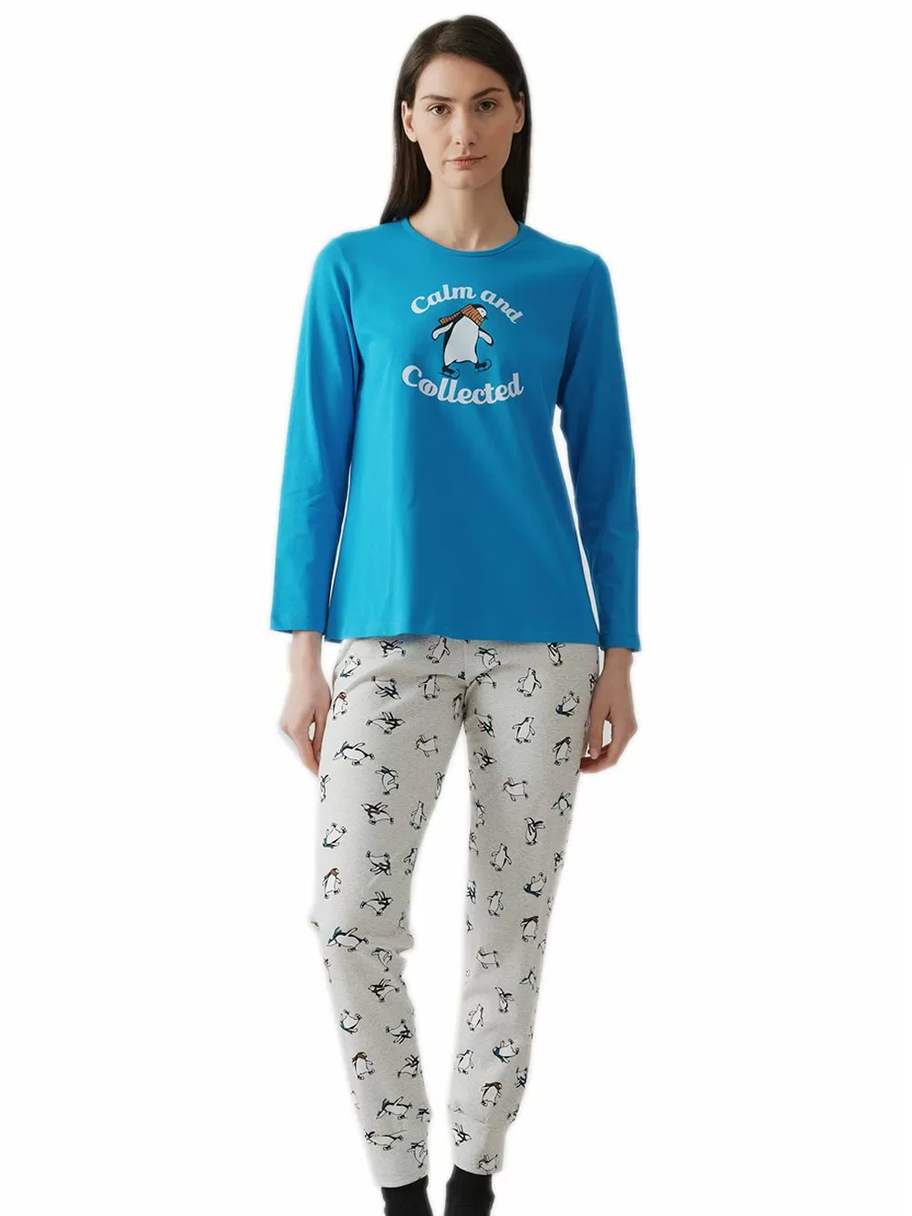 Γυναικεία Πυτζάμα MINERVA Penguin - 100% Βαμβάκι Interlock