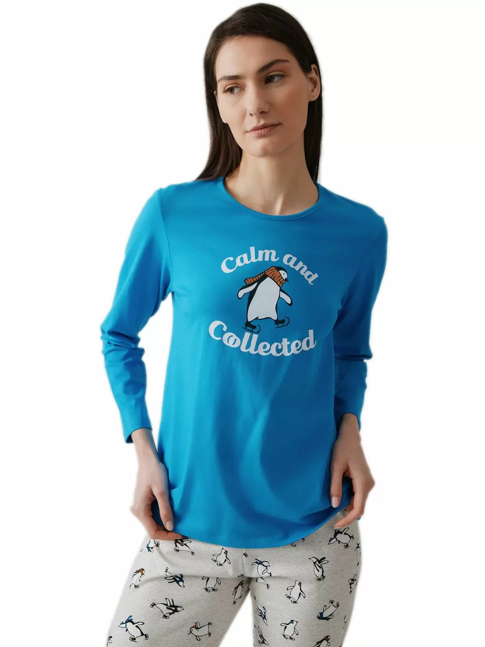 Γυναικεία Πυτζάμα MINERVA Penguin - 100% Βαμβάκι Interlock