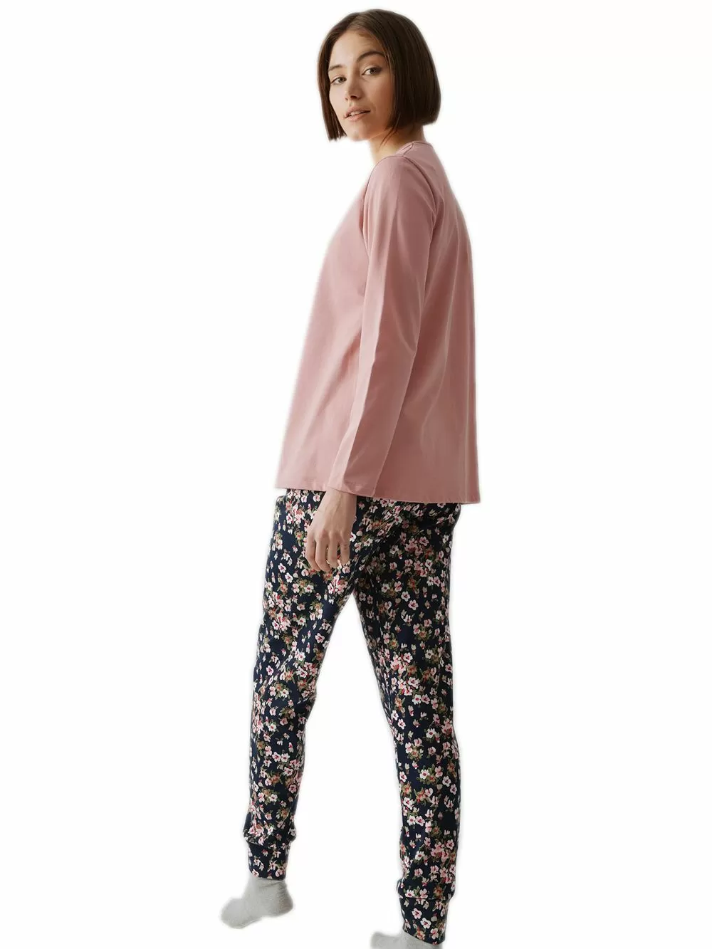 Γυναικεία Πυτζάμα MINERVA Fleur - 100% Βαμβάκι Interlock - Floral Σχέδιο