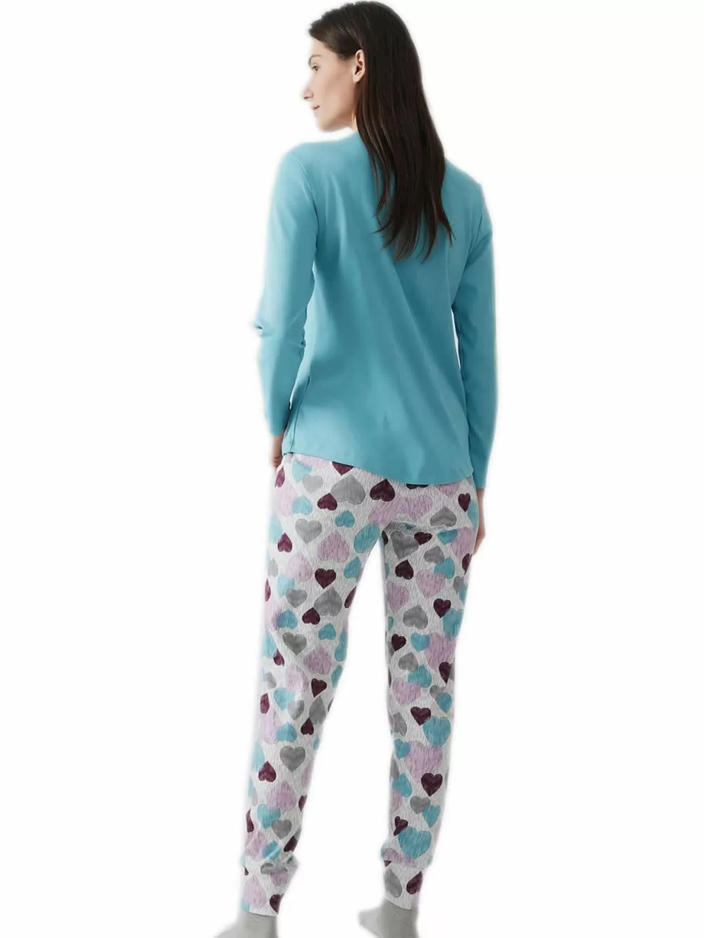 Γυναικεία Πυτζάμα MINERVA Multi Hearts - 100% Βαμβάκι Interlock