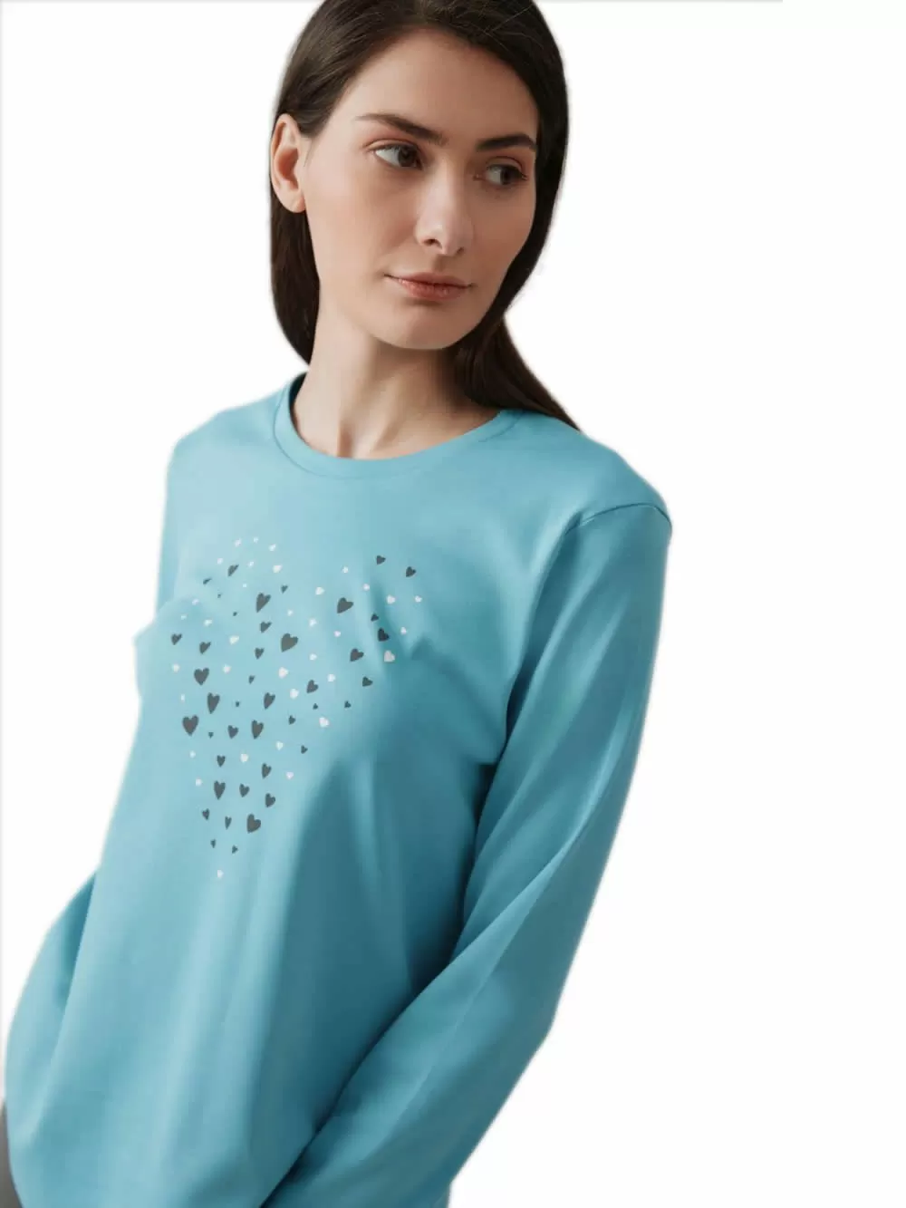 Γυναικεία Πυτζάμα MINERVA Choco Hearts - 100% Βαμβάκι Interlock