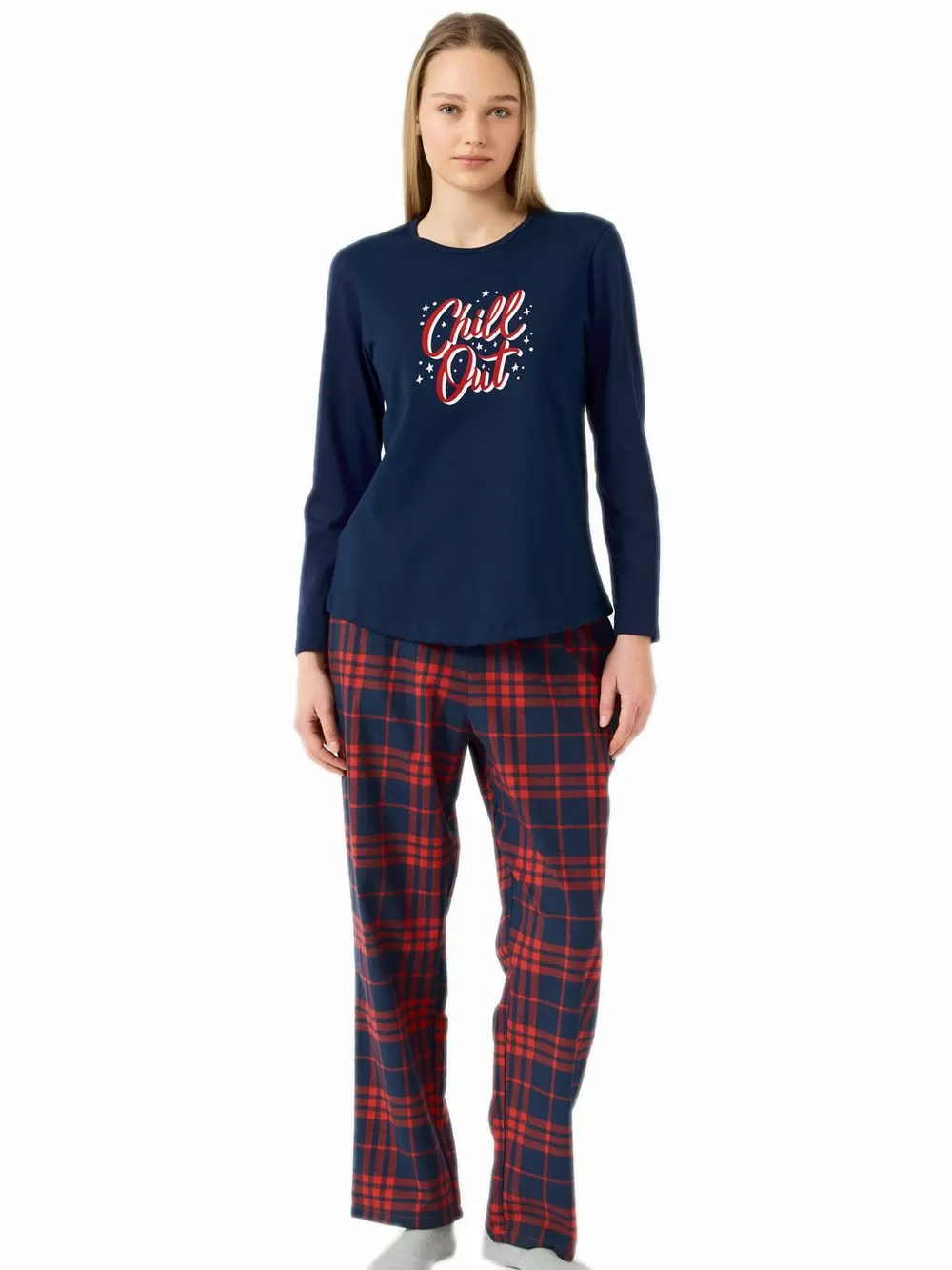 Γυναικεία Πυτζάμα MINERVA Cozy Καρό - 100% Βαμβάκι Interlock