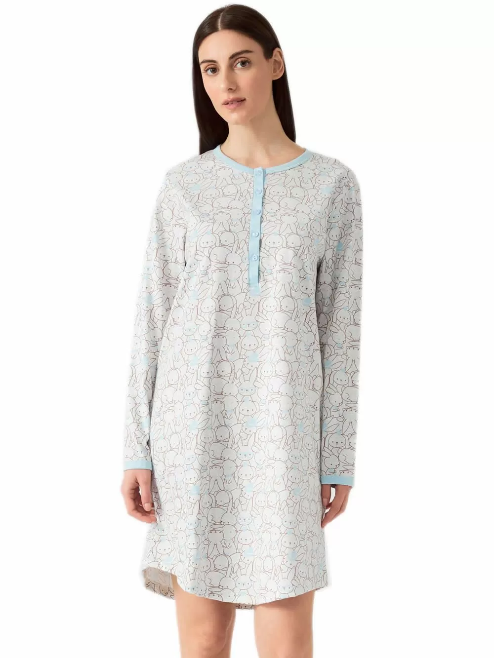 Γυναικείο Νυχτικό MINERVA Bunny - Νέα Μαμά - 100% Bαμβάκι Interlock 