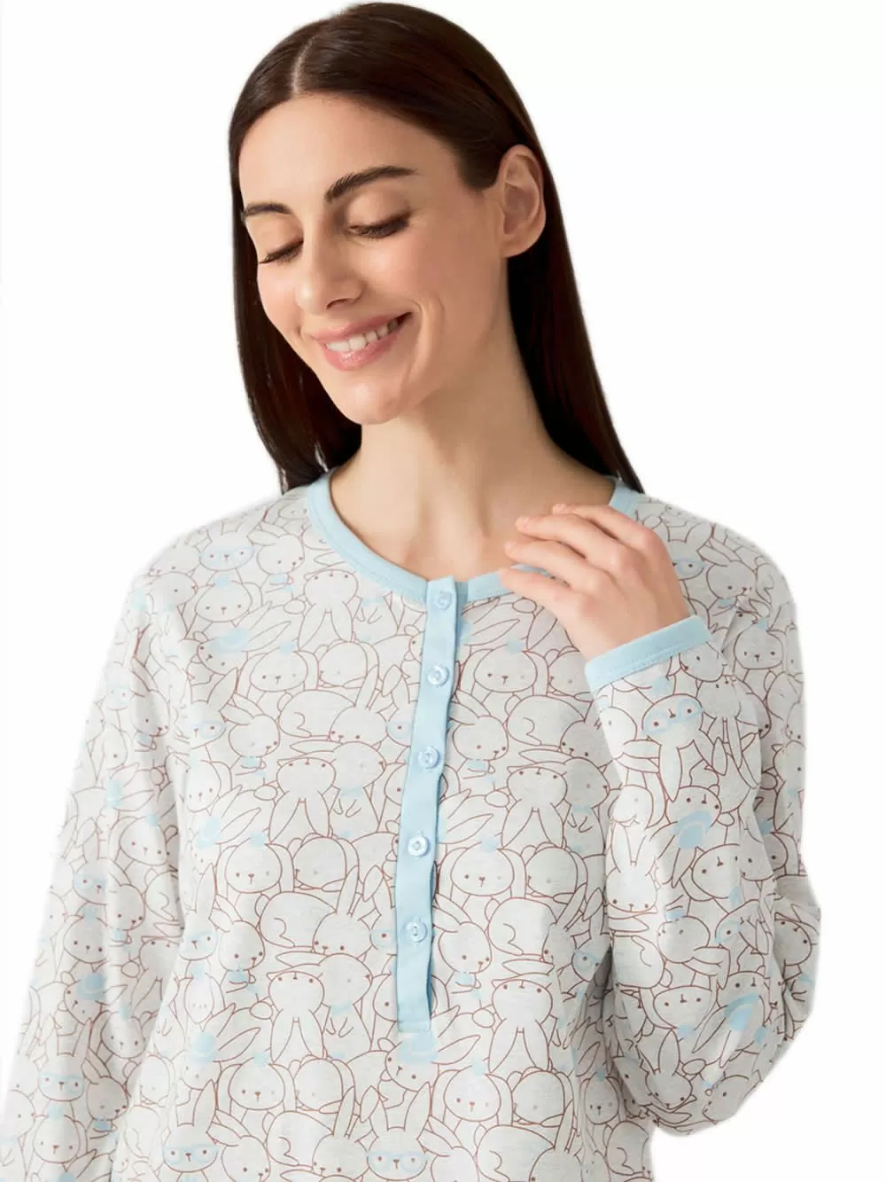 Γυναικείο Νυχτικό MINERVA Bunny - Νέα Μαμά - 100% Bαμβάκι Interlock 