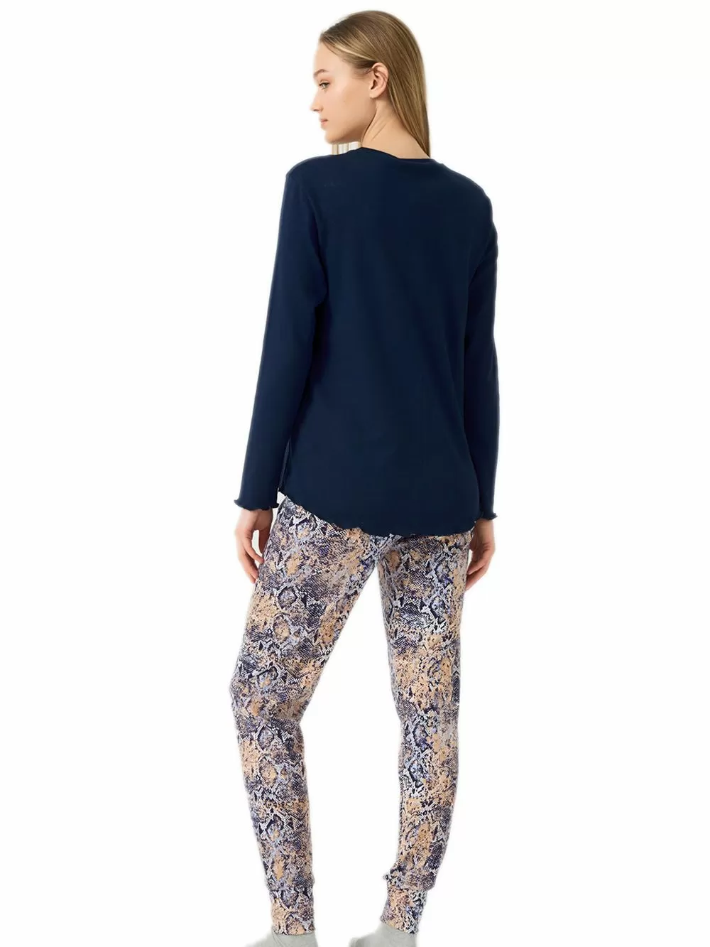 Γυναικεία Πυτζάμα MINERVA Wild Blue - 100% Βαμβάκι Interlock