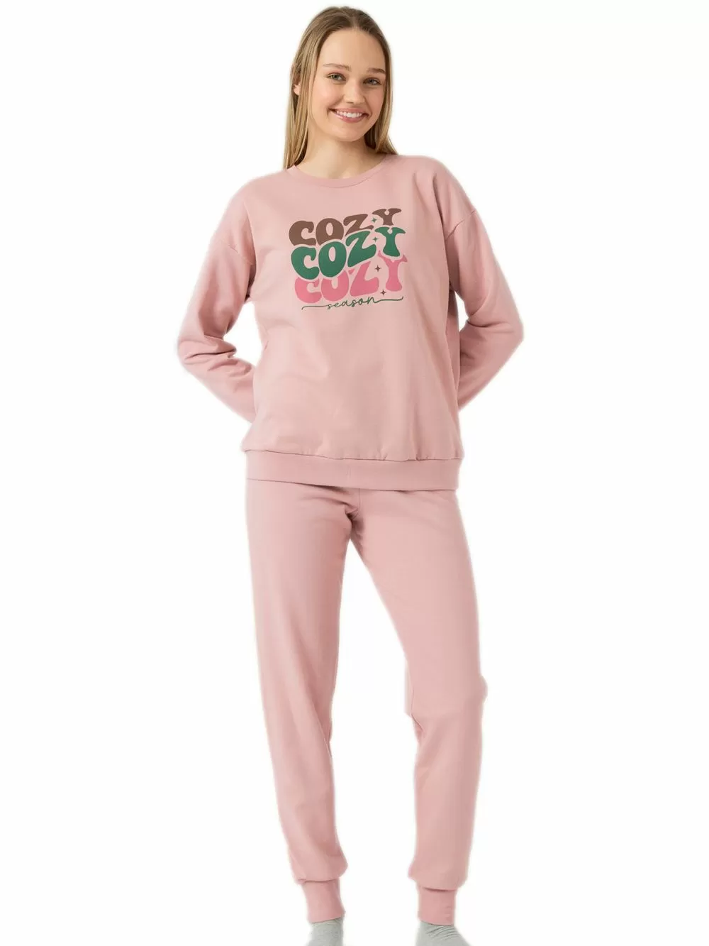 Γυναικεία Homewear Φόρμα MINERVA Day Starts Φούτερ - 100% Βαμβάκι 