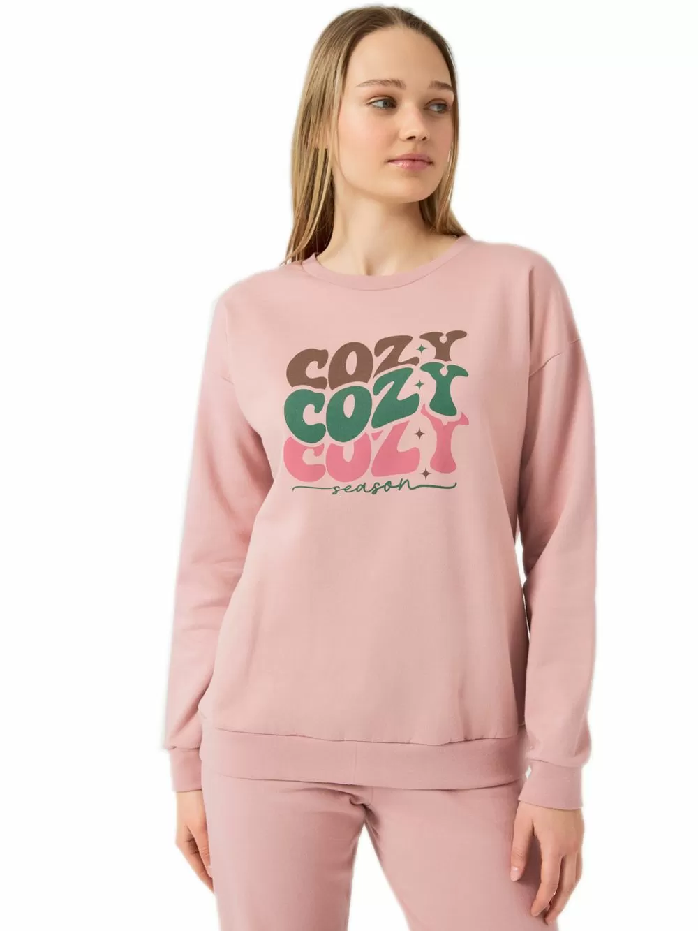 Γυναικεία Homewear Φόρμα MINERVA Day Starts Φούτερ - 100% Βαμβάκι 