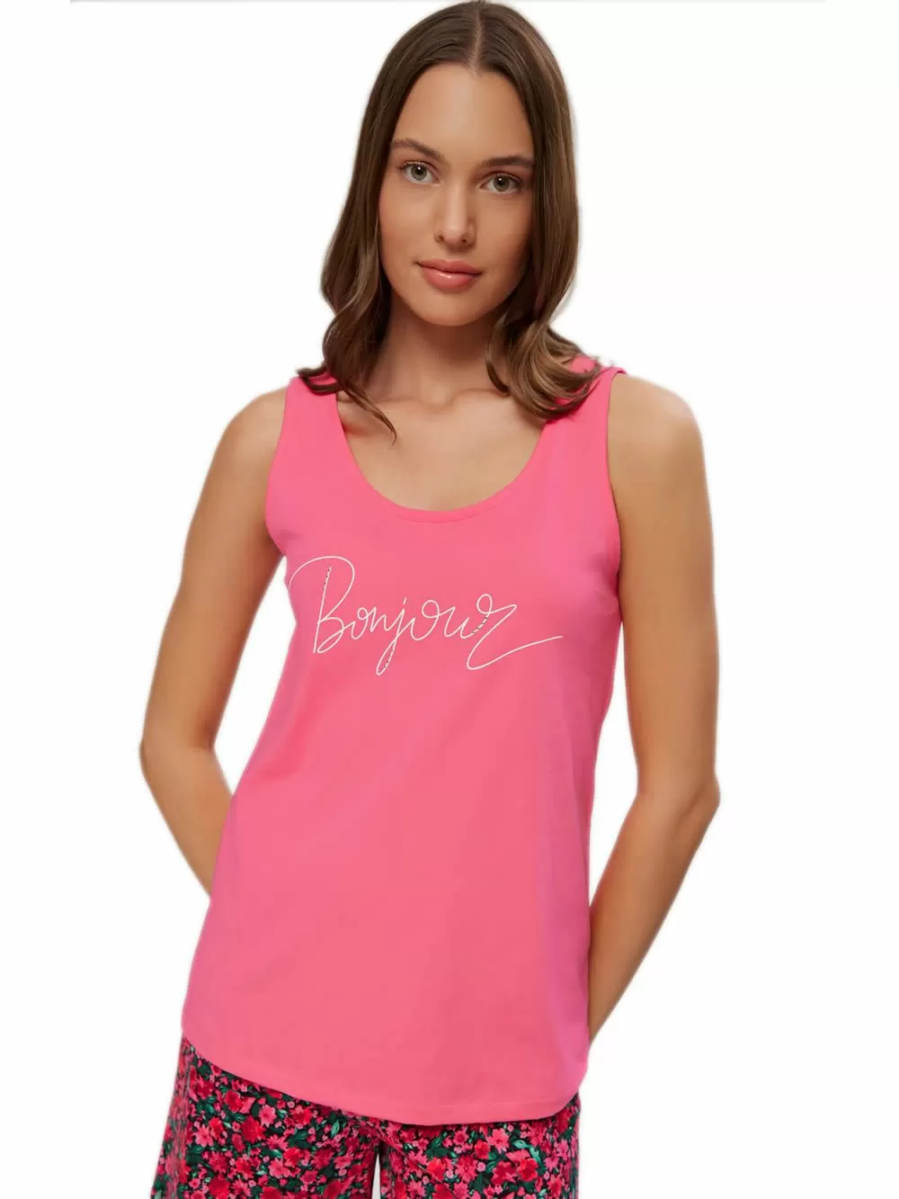 Γυναικεία Πυτζάμα MINERVA Bonjour - 100% Βαμβακερή - Floral Σχέδιο