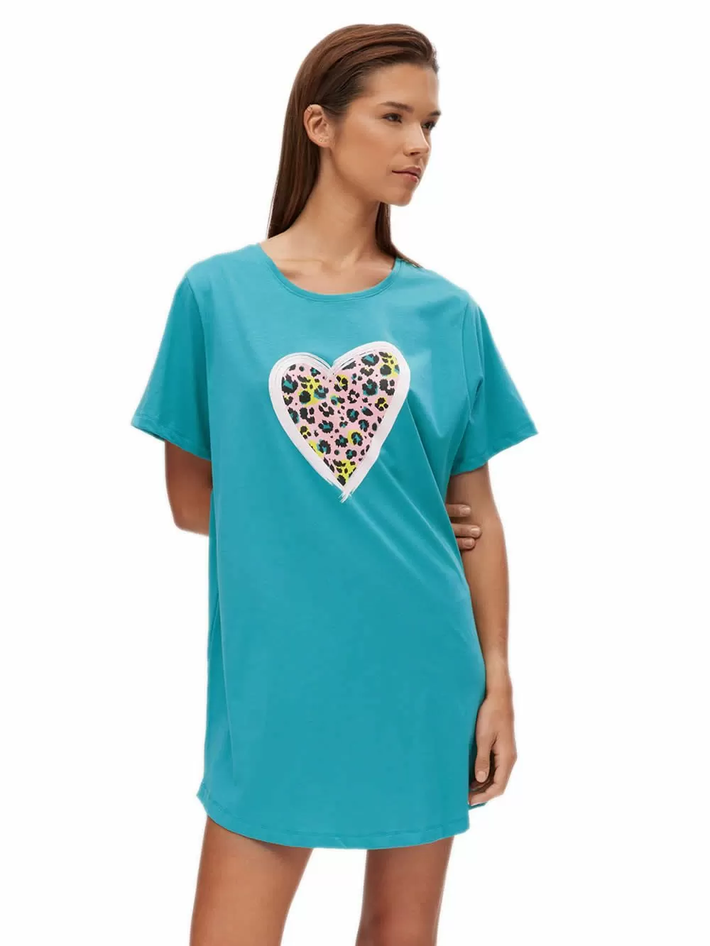 Γυναικείο Φόρεμα MINERVA Boyfriend Paintings - 100% Βαμβακερό - Animal Σχέδιο Καρδιάς