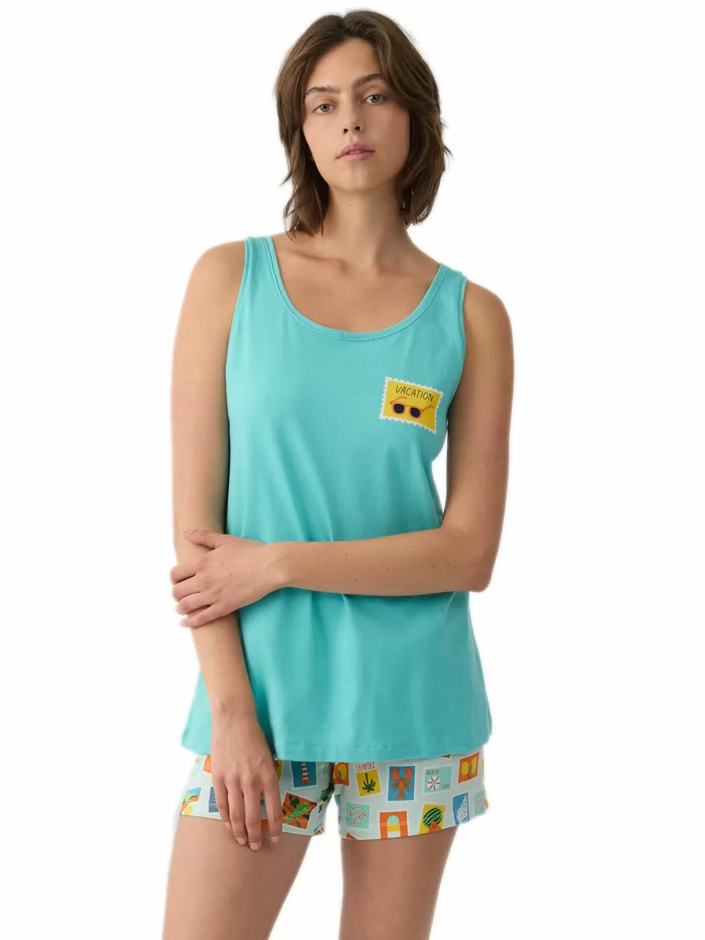 Γυναικεία Πυτζάμα MINERVA Cart Postal - 100% Βαμβακερή - Family