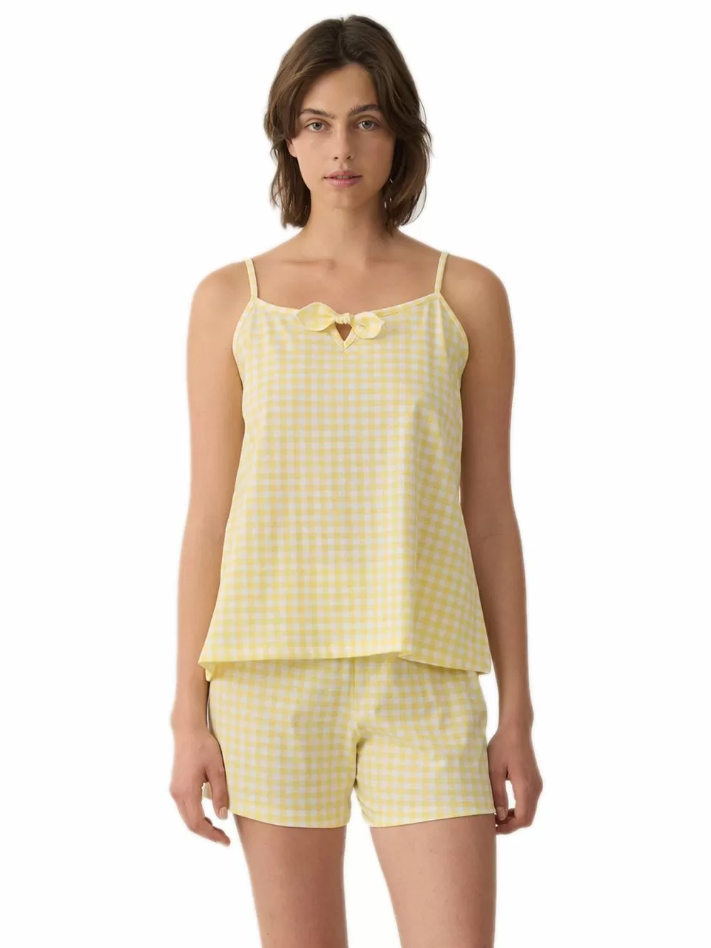 Γυναικεία Πυτζάμα MINERVA Lemons & Plaid - 100% Βαμβακερή 