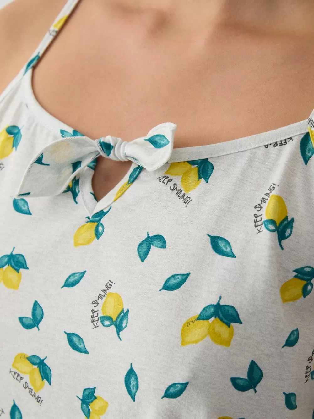 Γυναικεία Πυτζάμα MINERVA Lemons & Plaid - 100% Βαμβακερή 