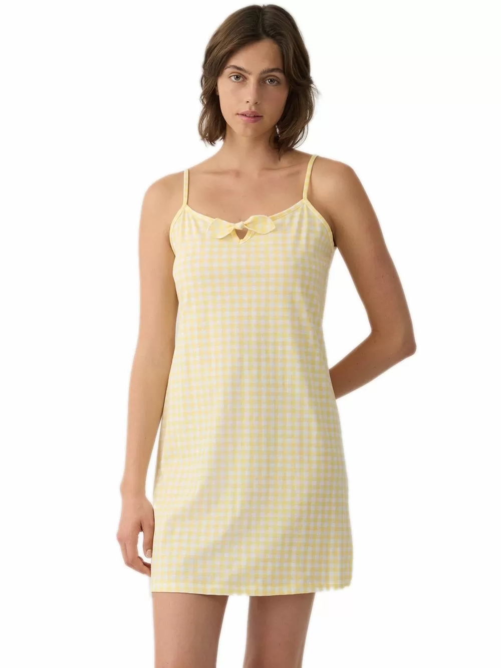 Γυναικείο Νυχτικό MINERVA Lemons & Plaid - 100% Βαμβακερό