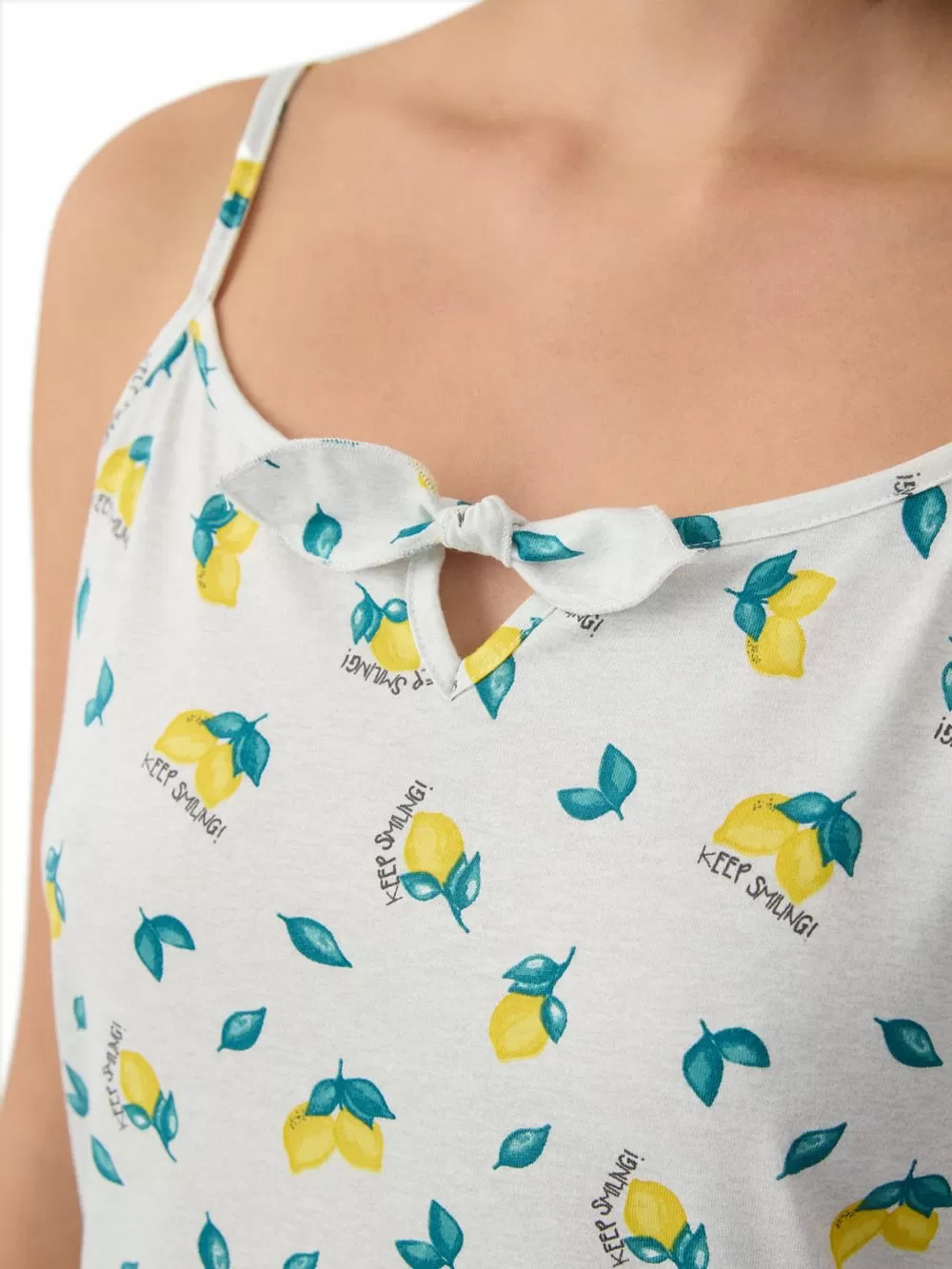 Γυναικείο Νυχτικό MINERVA Lemons & Plaid - 100% Βαμβακερό