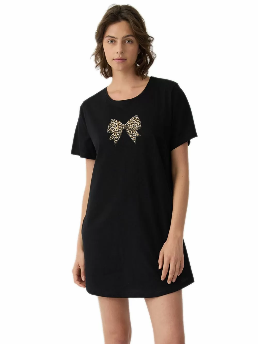 T-Shirt Dress MINERVA Life - 100% Βαμβακερό - Animal Φιόγκος
