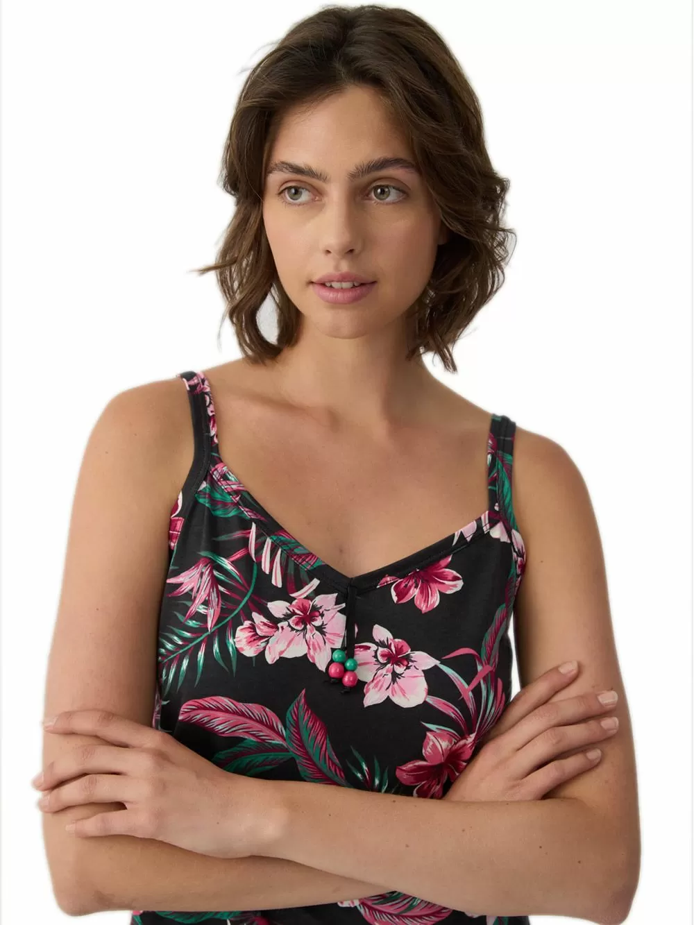Γυναικείο Νυχτικό MINERVA Exotic Floral - 100% Βαμβακερό 