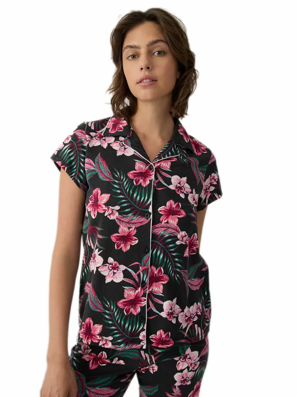 Γυναικεία Πυτζάμα MINERVA Exotic Floral - Νέα Μαμά - 100% Βαμβακερή 