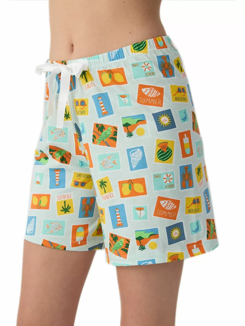 MINERVA Γυναικείο Μακρύ Σορτς Cart Postal - 100% Βαμβακερό 