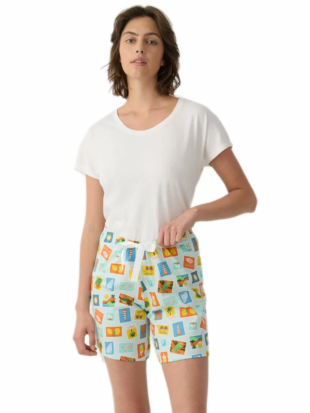 MINERVA Γυναικείο Μακρύ Σορτς Cart Postal - 100% Βαμβακερό 