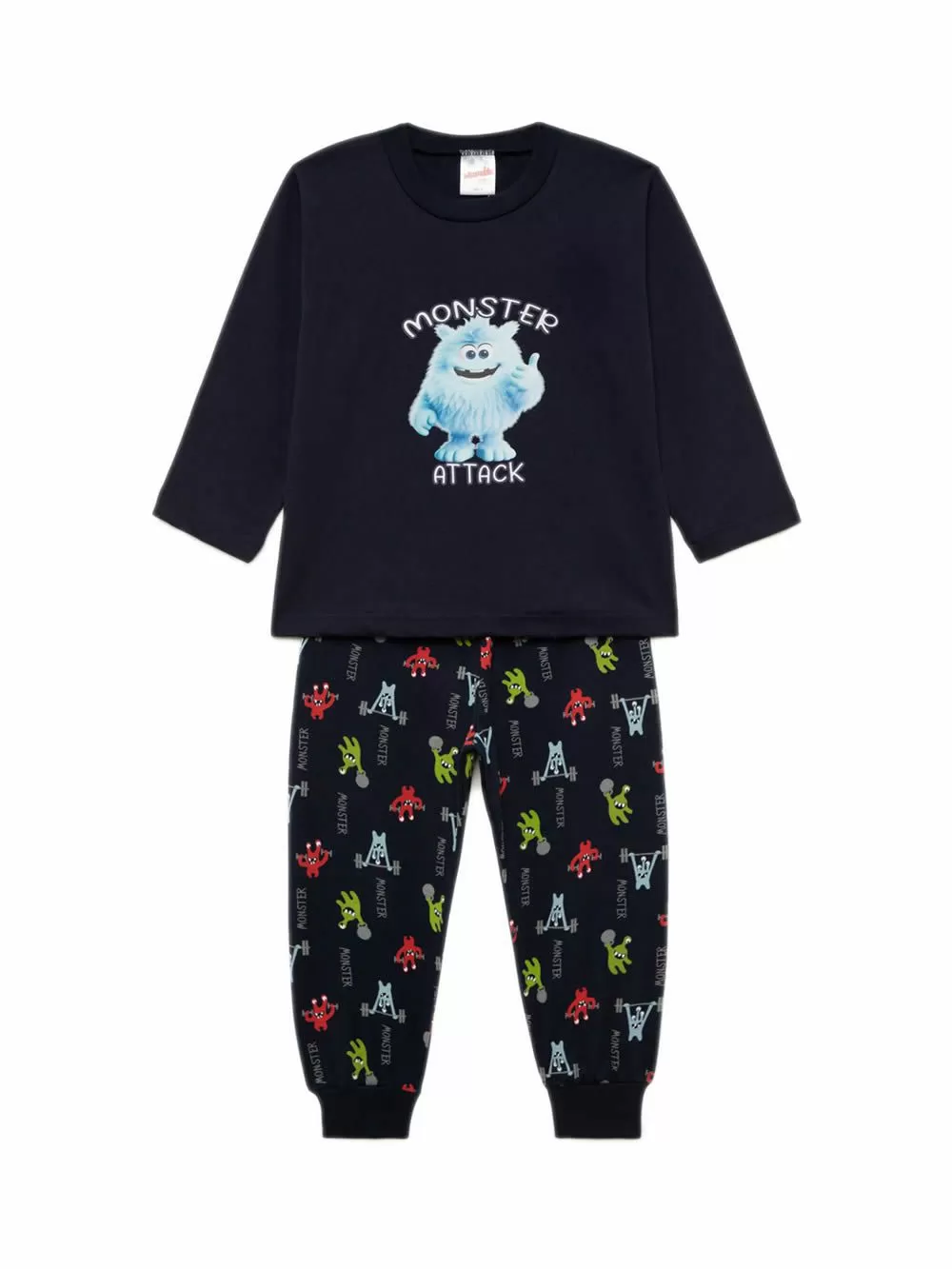 Βρεφική Πυτζάμα MINERVA για Αγόρι Monster - 100% Αγνό Βαμβάκι