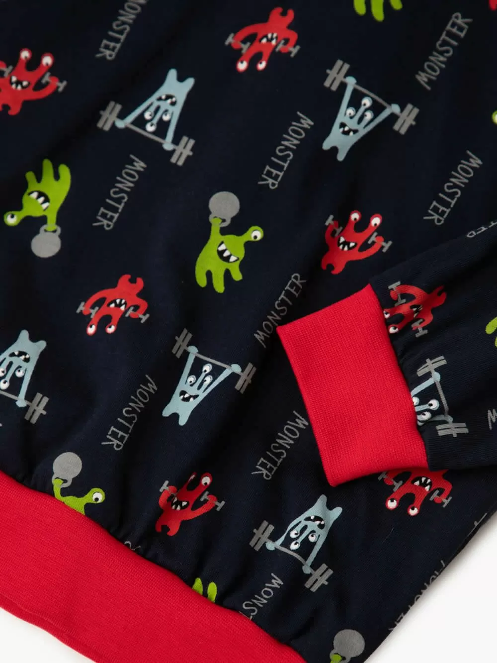 Βρεφική Πυτζάμα MINERVA για Αγόρι Monster- 100% Αγνό Βαμβάκι
