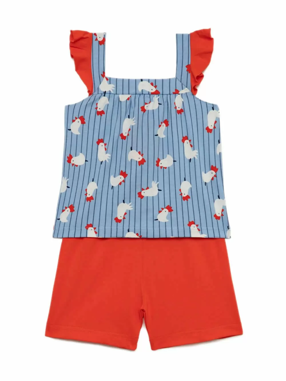 Βρεφική Πυτζάμα MINERVA για Κορίτσι Roosters - 100% Αγνό Βαμβάκι