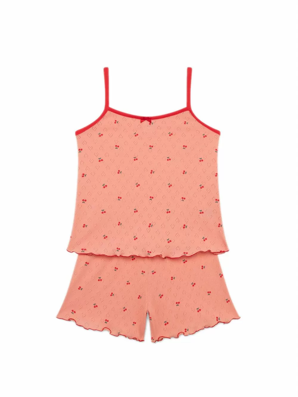 Παιδική Πυτζάμα MINERVA για Κορίτσι Cherries Pointelle - 100% Αγνό Βαμβάκι