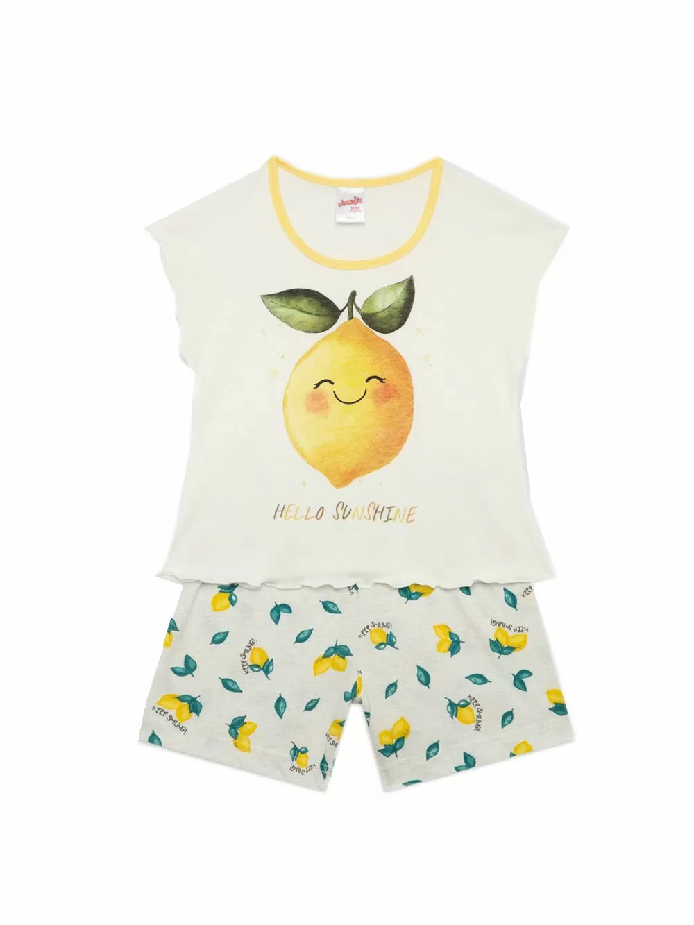 Βρεφική Πυτζάμα MINERVA για Κορίτσι Lemons & Plaid - 100% Αγνό Βαμβάκι