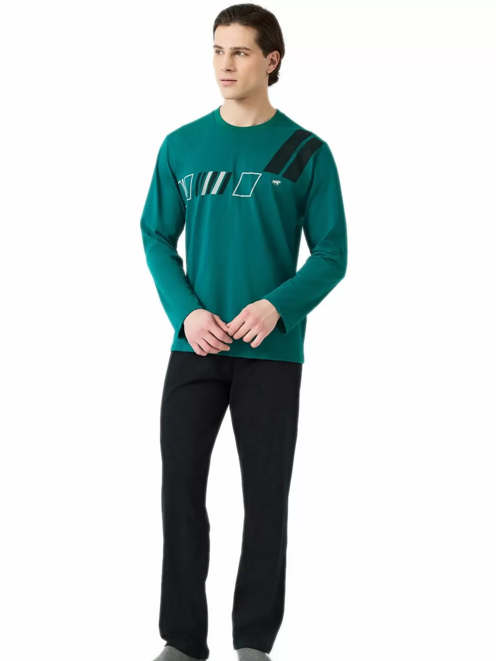 Ανδρική Πυτζάμα MINERVA Athletic Stripes - 100% Βαμβάκι Interlock 