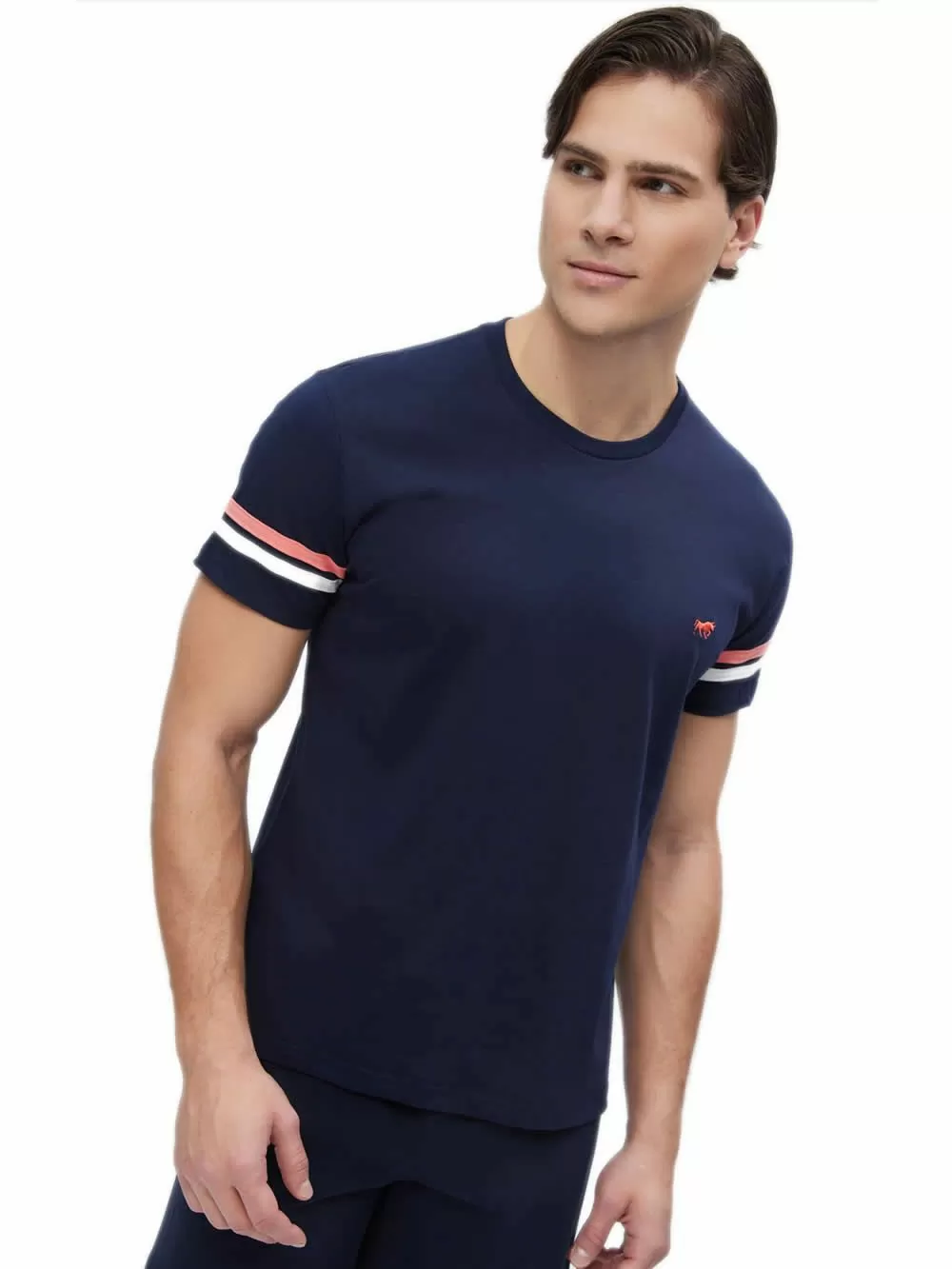 Ανδρική Πυτζάμα MINERVA Stripe Sleeves - 100% Βαμβακερή