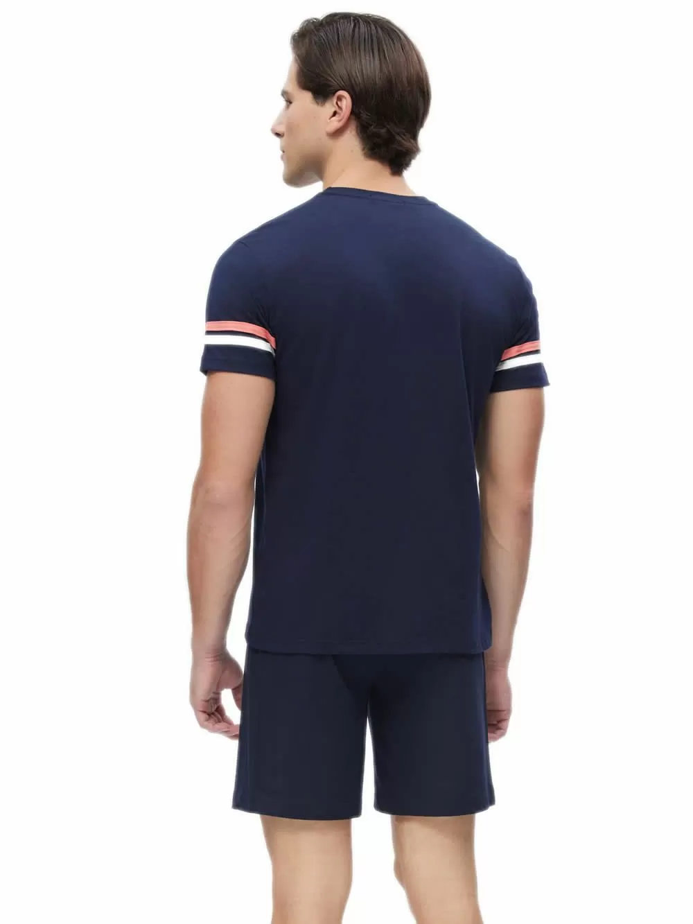 Ανδρική Πυτζάμα MINERVA Stripe Sleeves - 100% Βαμβακερή