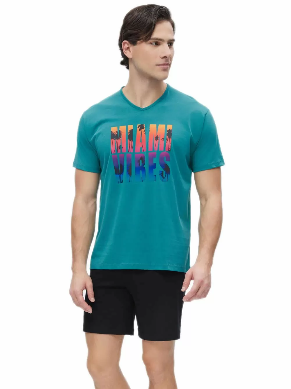 Ανδρική Πυτζάμα MINERVA Miami Vibes - 100% Βαμβακερή