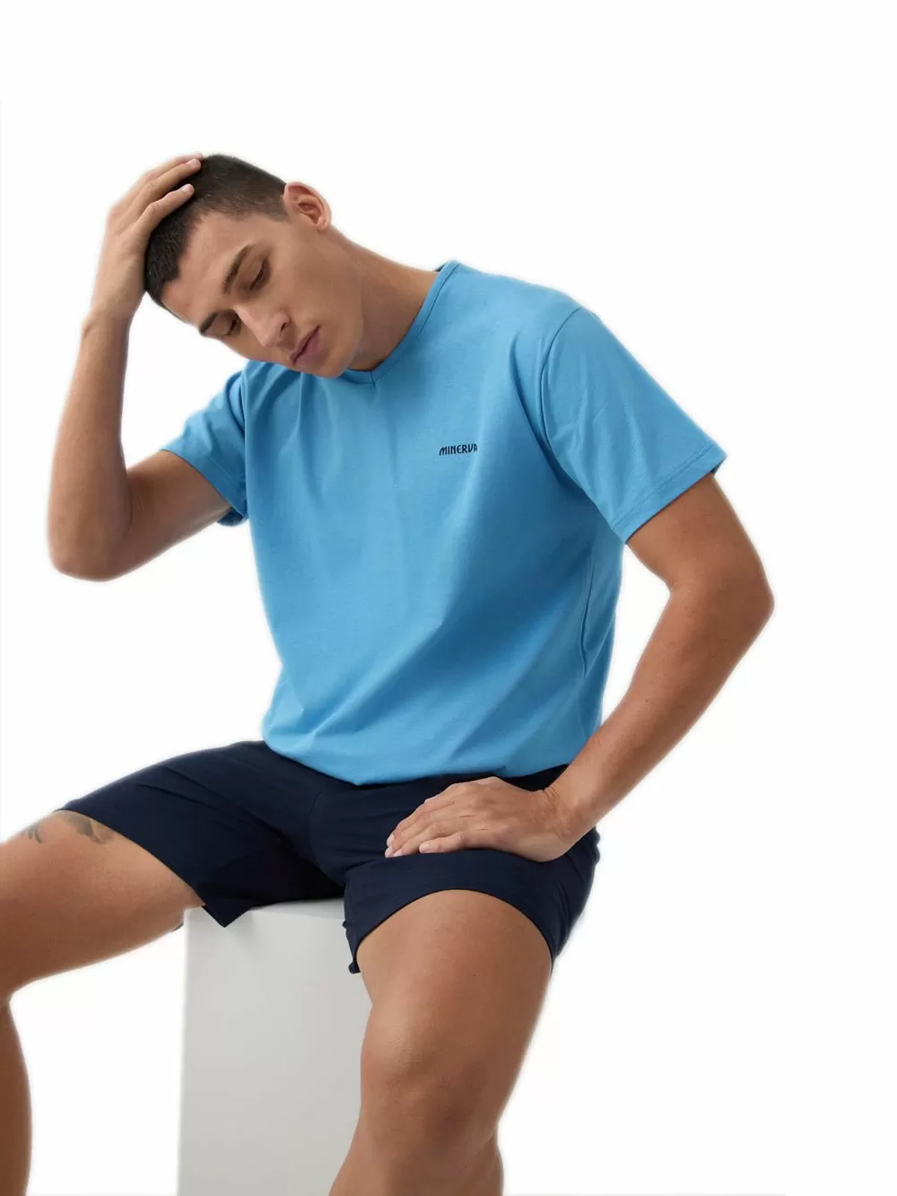 Ανδρική Πυτζάμα MINERVA V-Neck - 100% Βαμβακερή