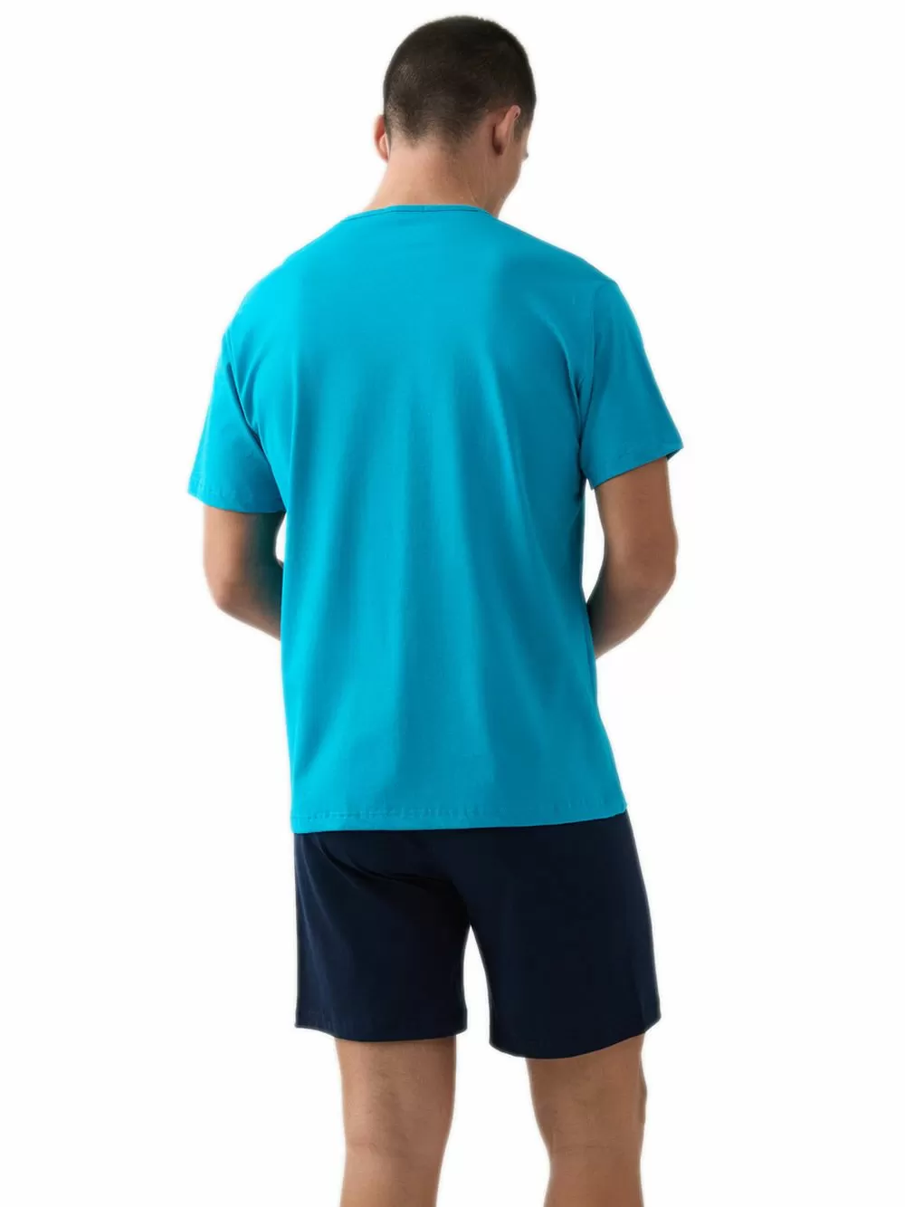 Ανδρική Πυτζάμα MINERVA V-Neck - 100% Βαμβακερή - Κέντημα Logo