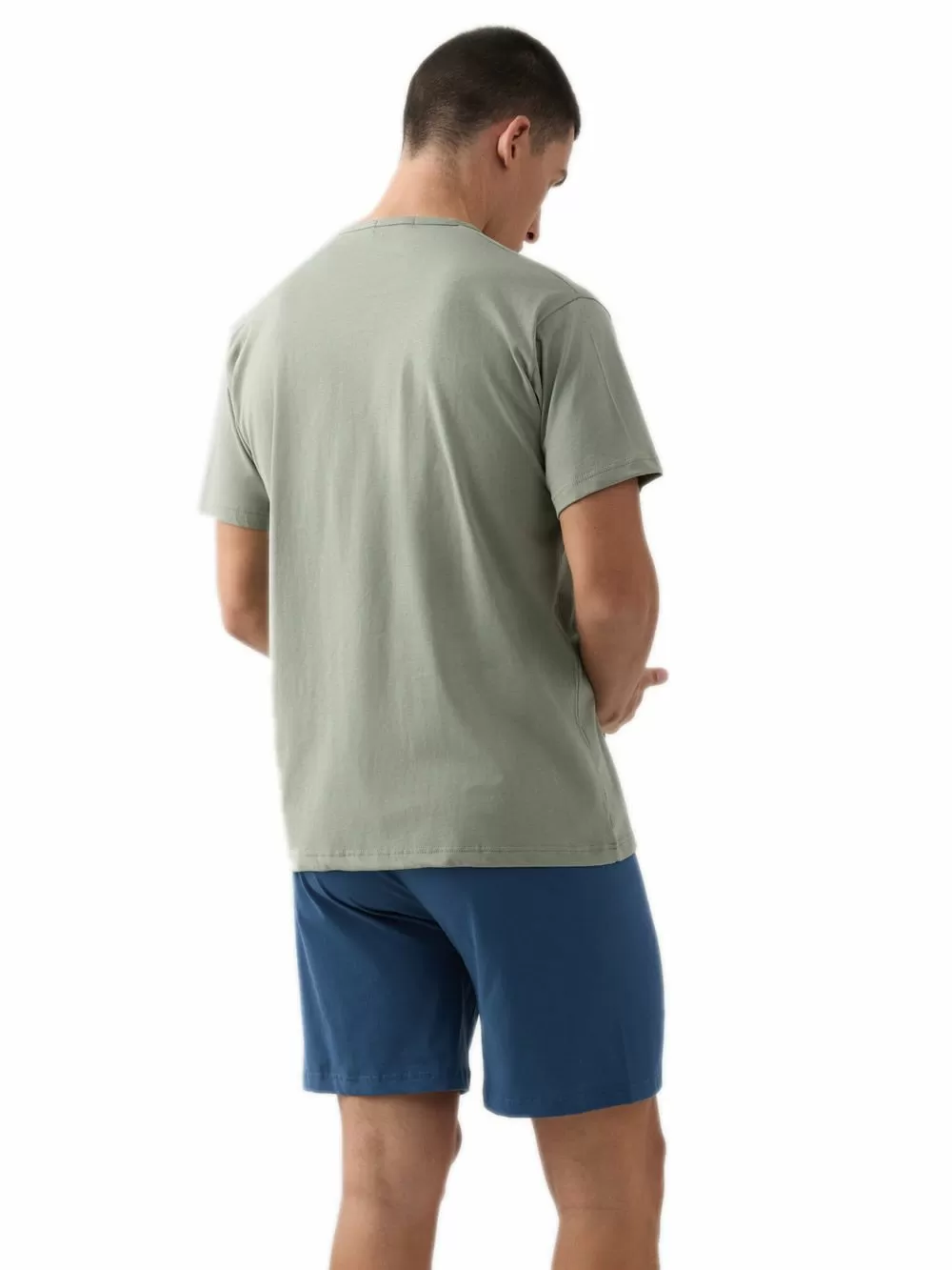 Ανδρική Πυτζάμα MINERVA V-Neck - 100% Βαμβακερή - Κέντημα Logo