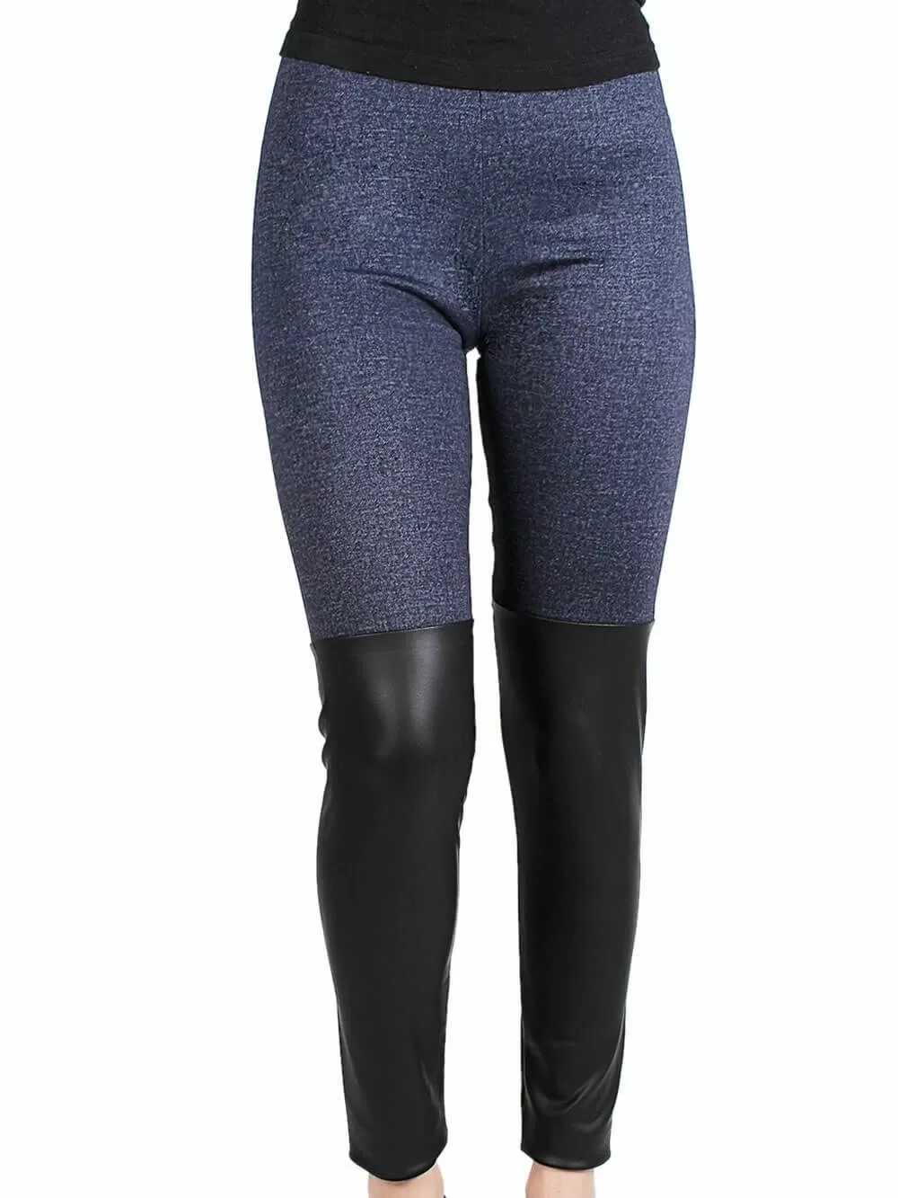 MINERVA Γυναικείο Κολάν Jean & Leather Look