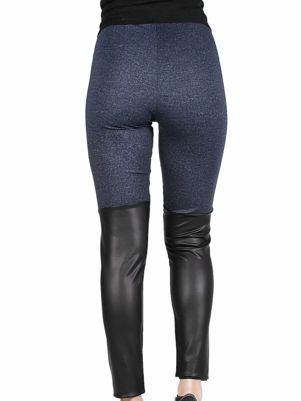 MINERVA Γυναικείο Κολάν Jean & Leather Look