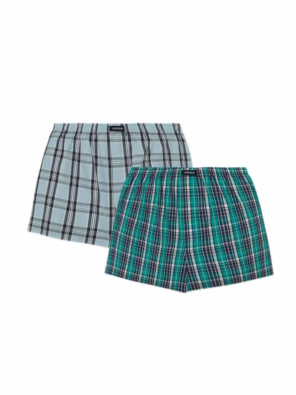 Ανδρικό Μπόξερ MINERVA Ποπλίνα Καρό 066 - 100% Αγνό Βαμβάκι - Πακέτο με 2