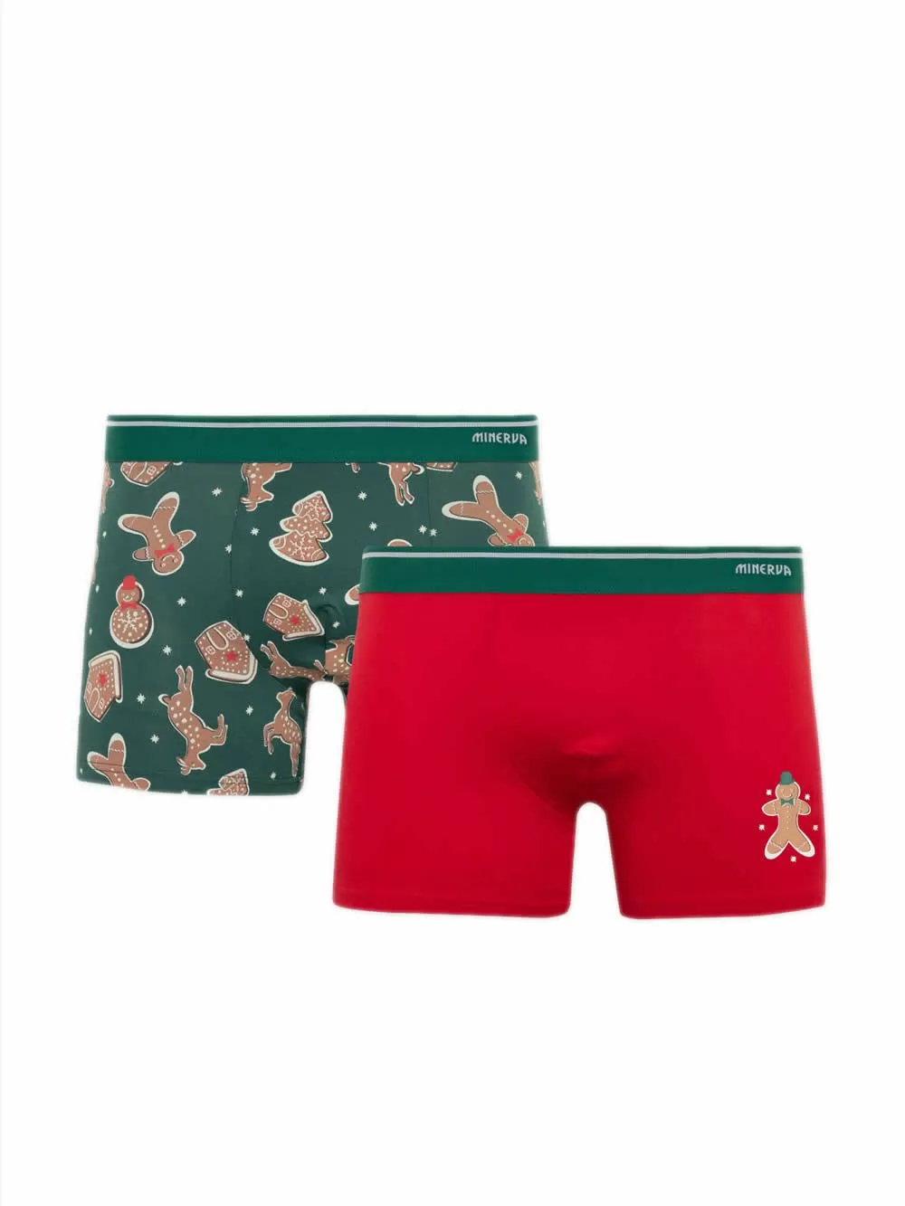 Ανδρικό Μπόξερ MINERVA Xmas Biscuit - Ελαστικό Βαμβάκι - Πακέτο με 2 
