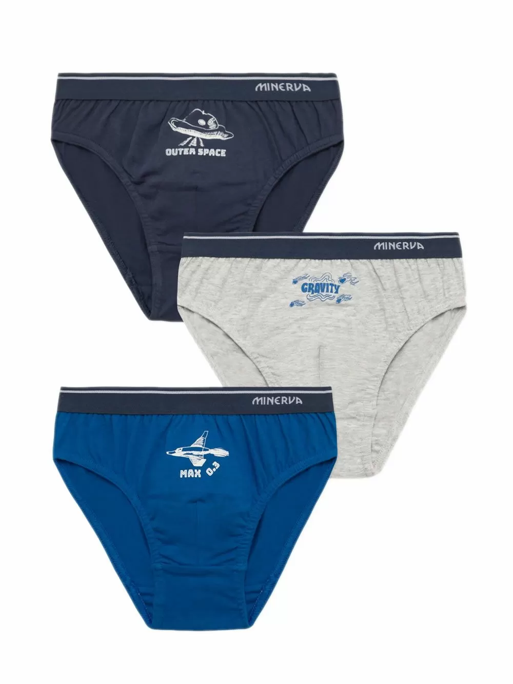 Παιδικό Σλιπ MINERVA για Αγόρι Gravity - 100% Αγνό Βαμβάκι - Πακέτο με 3