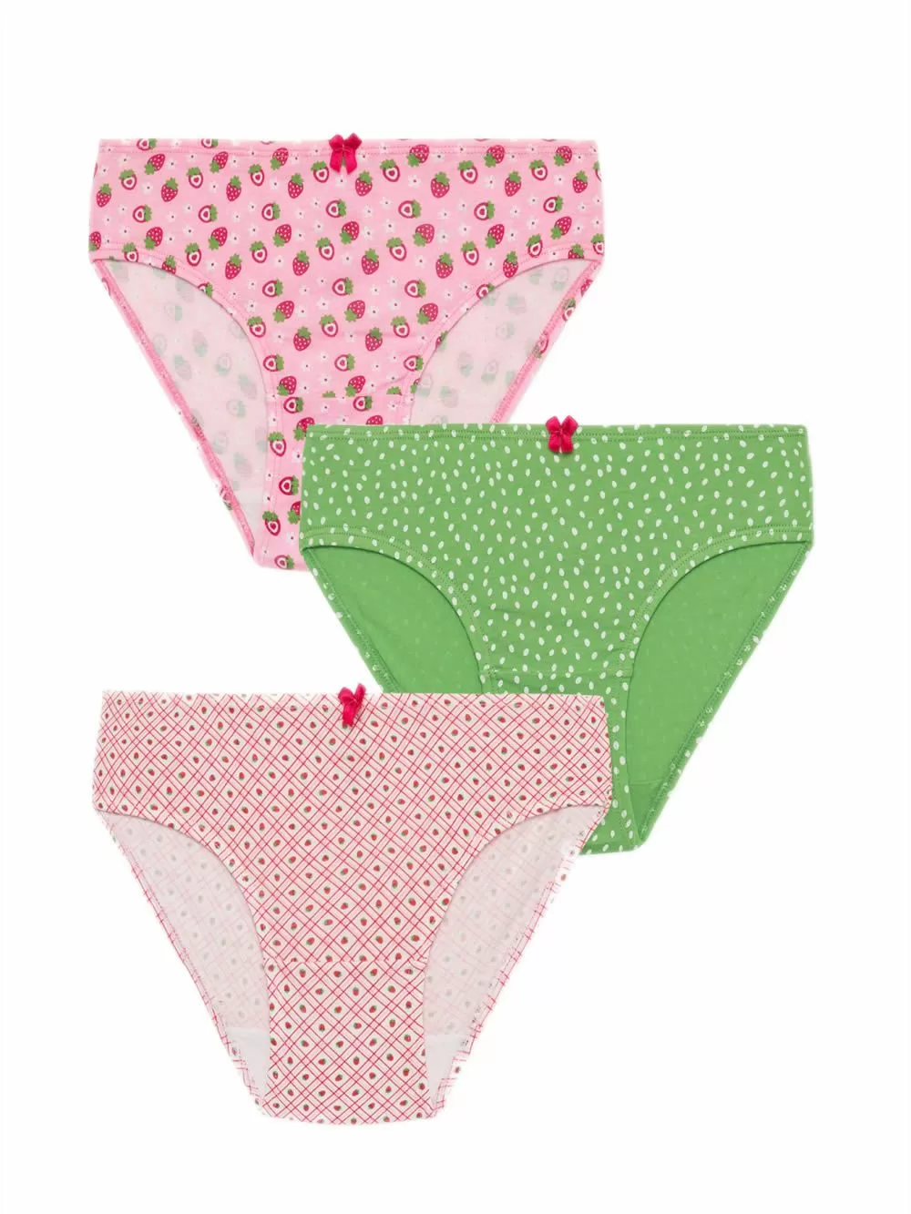 Παιδικό Σλιπ MINERVA για Κορίτσι Strawberries - 100% Αγνό Βαμβάκι - Πακέτο με 3