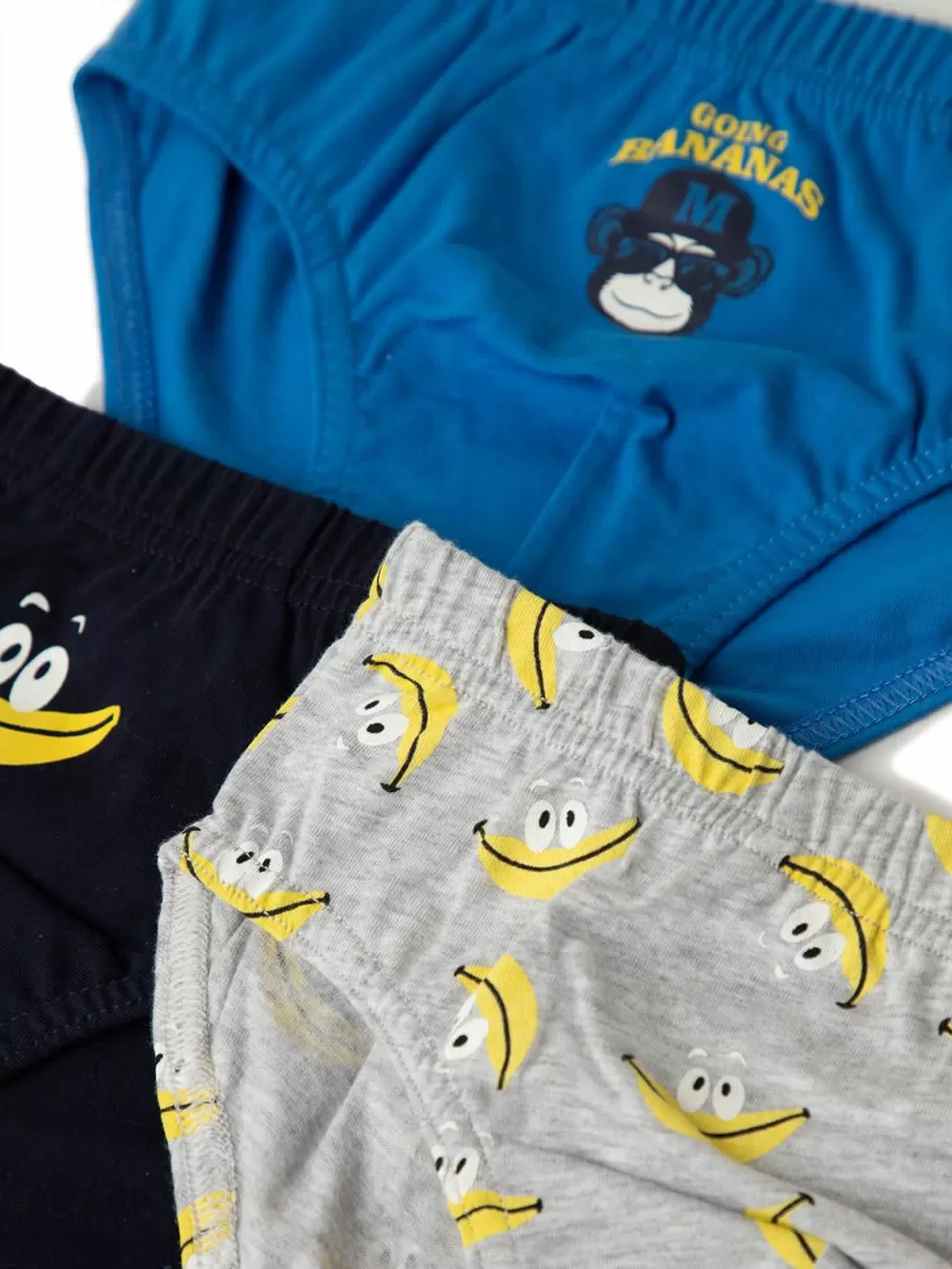 Παιδικό Σλιπ MINERVA για Αγόρι Bananas - 100% Αγνό Βαμβάκι - Πακέτο με 3