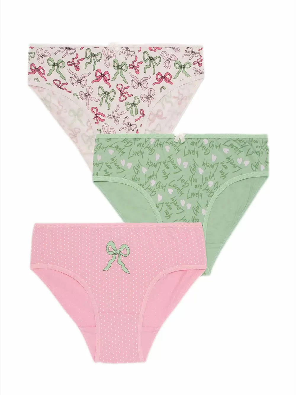 Παιδικό Σλιπ MINERVA για Κορίτσι Bows - 100% Αγνό Βαμβάκι - Πακέτο με 3